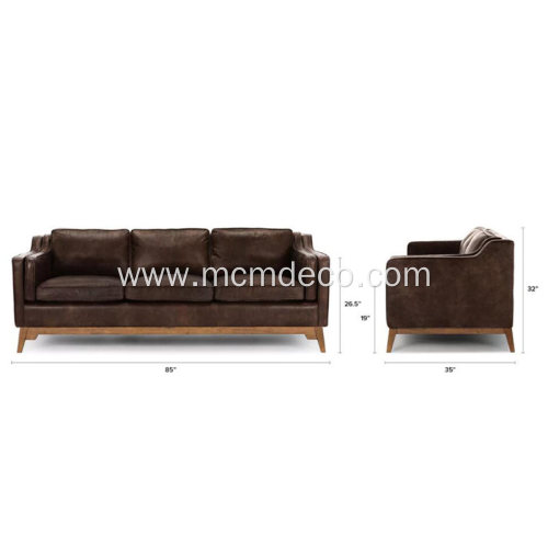 Worthington Oxford Brown Leather Sofa